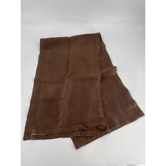 Williams Sonoma Table Runner Solid Brown 100% Linen - Picture 1 of 5